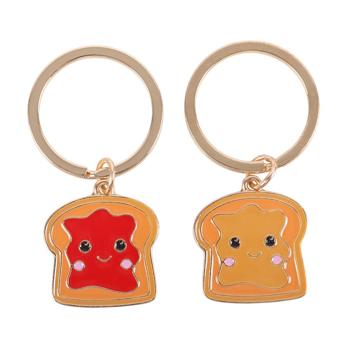 Kawaii style peanut butter and jelly BFF keyring set.