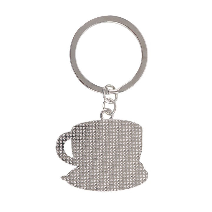 Kawaii style latte shaped enamel keyring. 