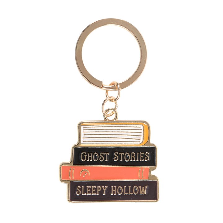 Adorable enamel keychain which is designed like a stack of spell and ghost story books. 