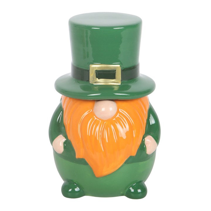 Green leprechaun style scandi gonk shaped wax melter and oil burner with removable hat.