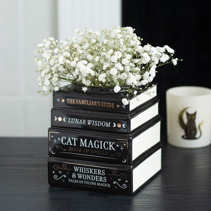 Magick Cat Book Stack Vase