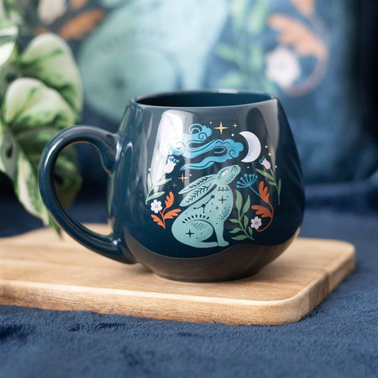 'Midnight Hare' Rounded Mug