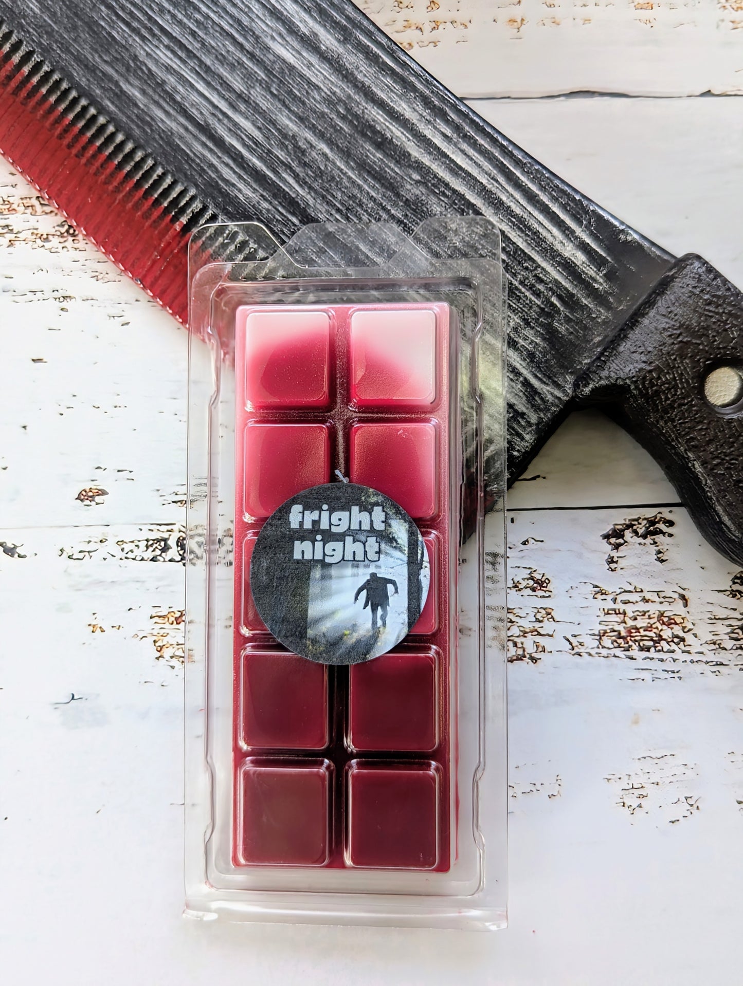Fright Night coconut wax melt. Blood red and white ombre snap bar.