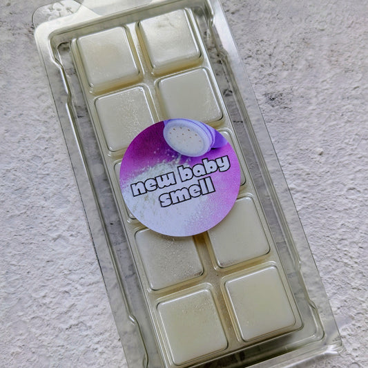 New Baby coconut wax melt. White snap bar shimmer accents.