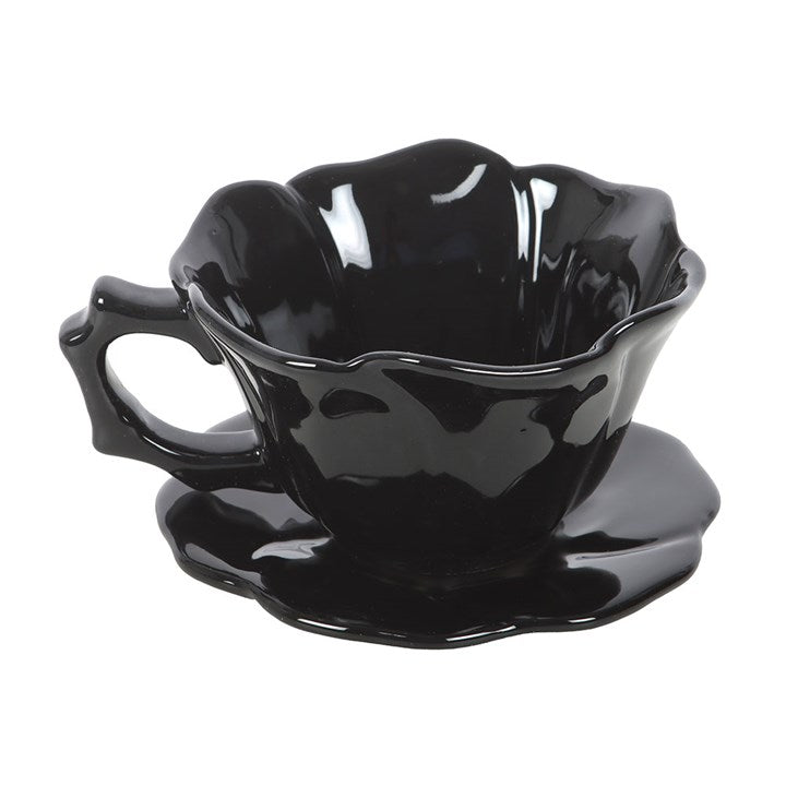 'Black Rose' Teacup and Saucer