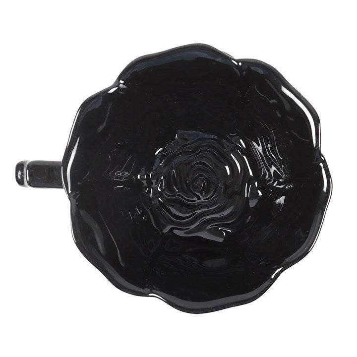 'Black Rose' Teacup and Saucer