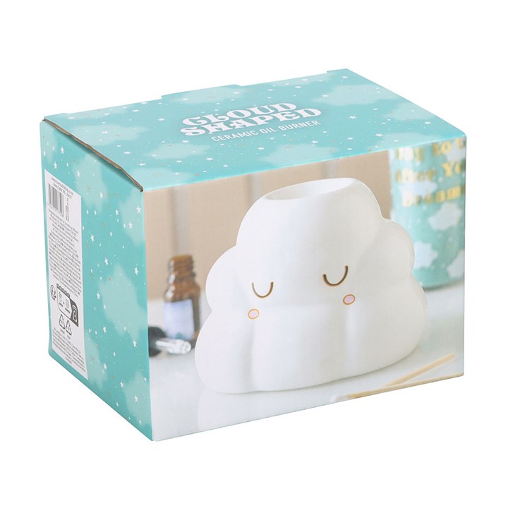 Kawaii inspired cloud shaped wax melter and oil burner. Presented in themed box.