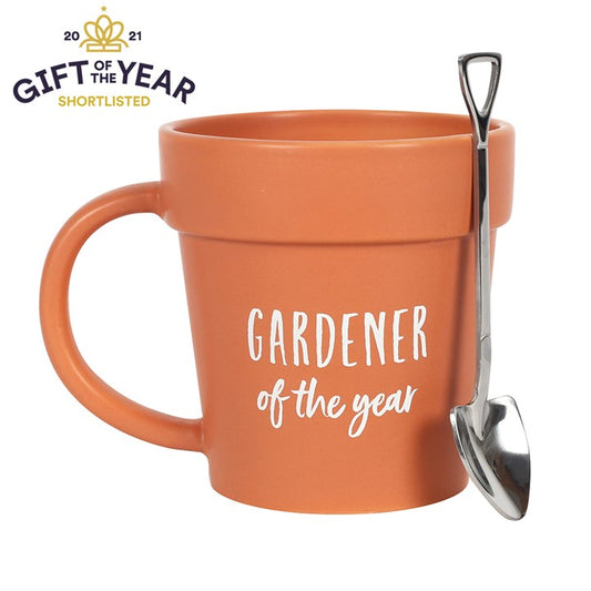 'Gardener of the Year' Flower Pot Mug and Shovel Spoon