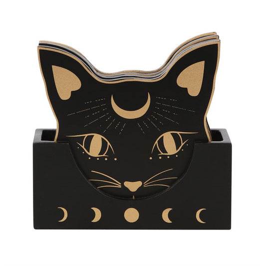 'Mystic Mog' Cat Face Coaster ~ Set of 4