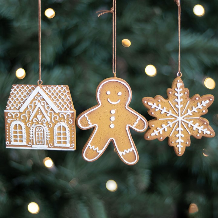 'Traditional Gingerbread' Decorations - Set of 3