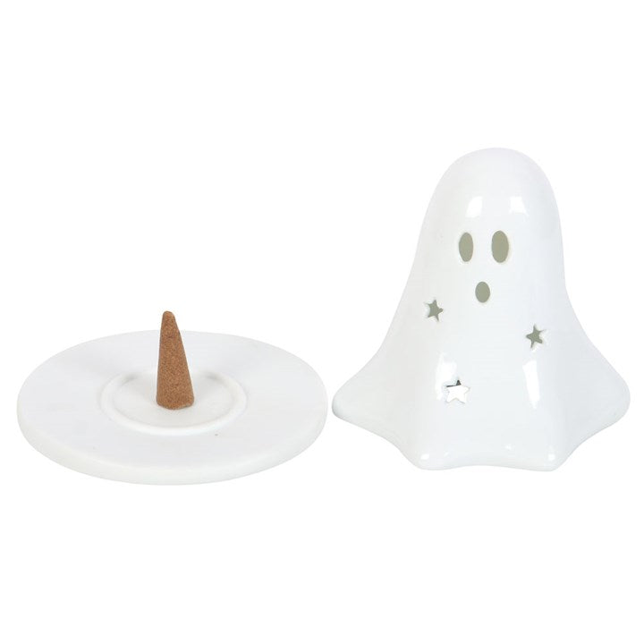 Ceramic Ghost Incense Cone Holder I Tea Light Holder