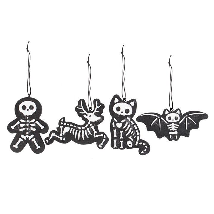 Black 'Creepy Skeleton' Cookie Decorations ~ Set of 4