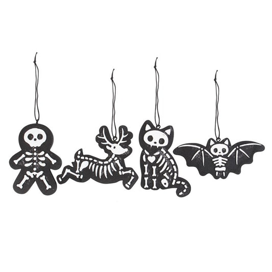 Black 'Creepy Skeleton' Cookie Decorations ~ Set of 4