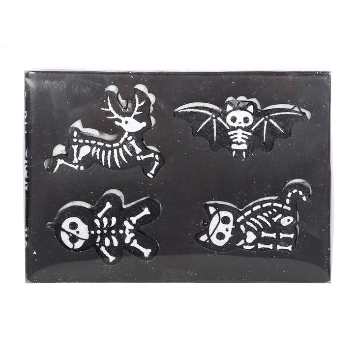 Black 'Creepy Skeleton' Cookie Decorations ~ Set of 4