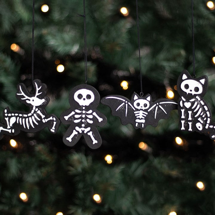Black 'Creepy Skeleton' Cookie Decorations ~ Set of 4