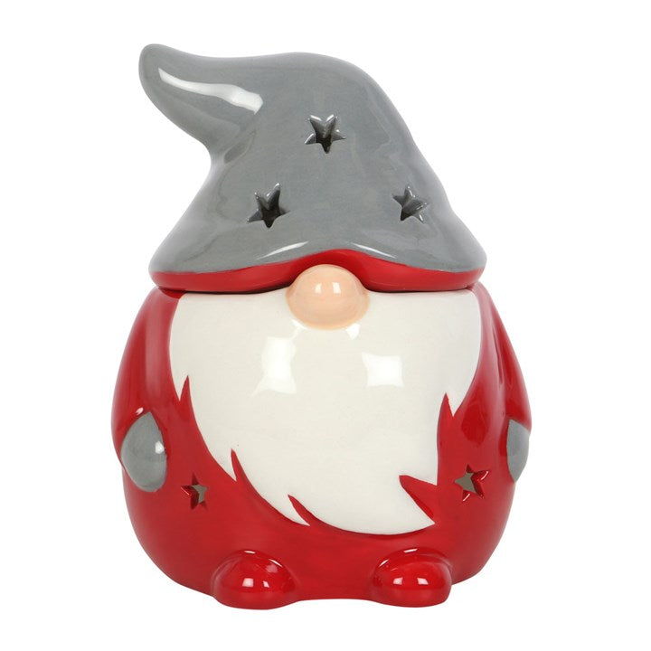 Festive Red and Grey Gonk Ceramic Wax Melter I Oil Burner