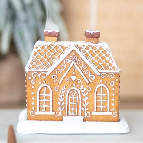 Charming incense cone burner, shaped like a traditional gingerbread house. 