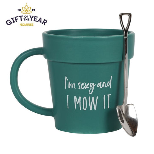 'Sexy and I Mow It' Pot Mug and Shovel Spoon