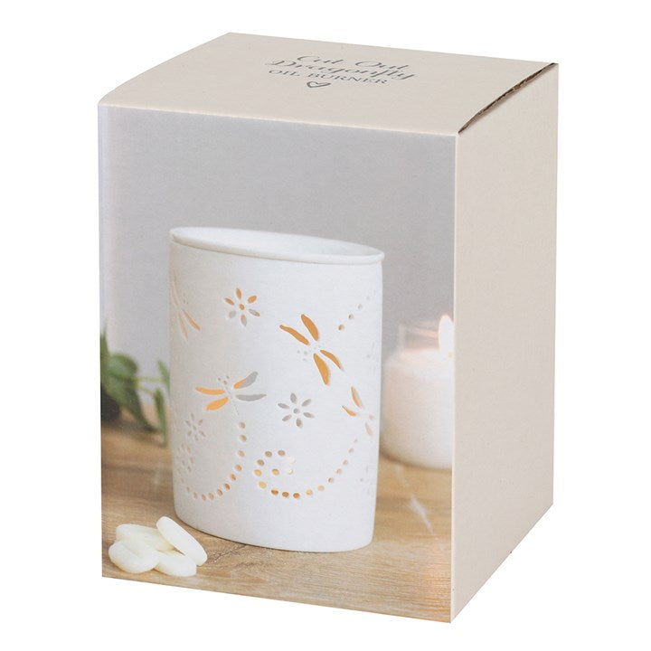 Cut Out Dragonfly Ceramic Wax Melter I Oil Burner