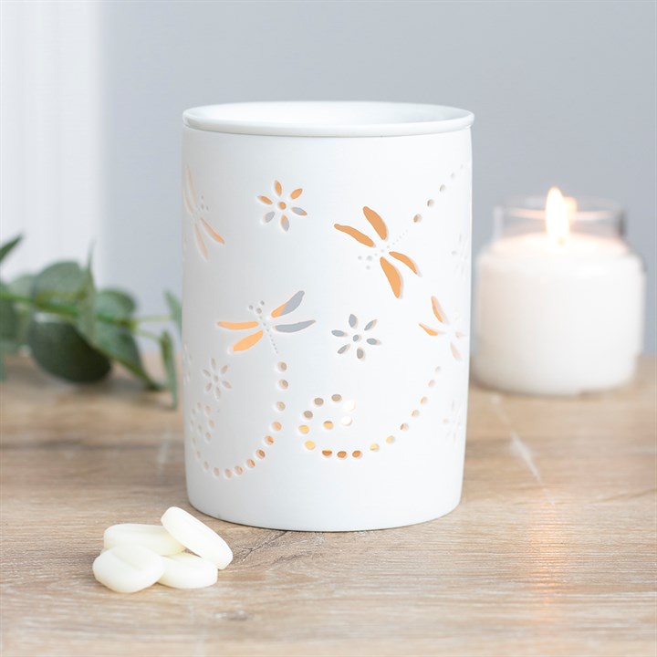 Cut Out Dragonfly Ceramic Wax Melter I Oil Burner