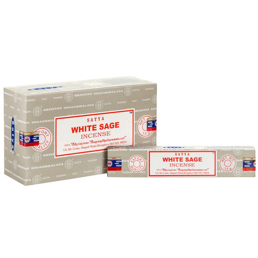 Satya White Sage Incense Sticks ~ 12 Packs