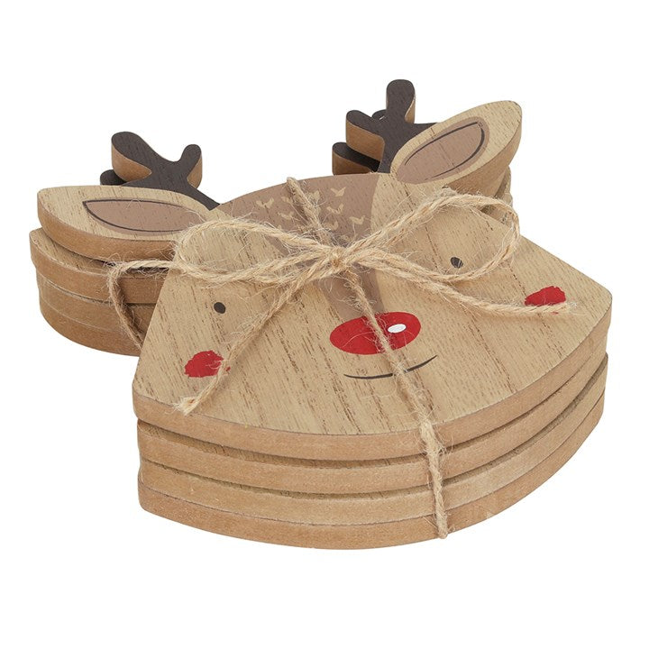 'Red Nose Reindeer' Coasters ~ Set of 4