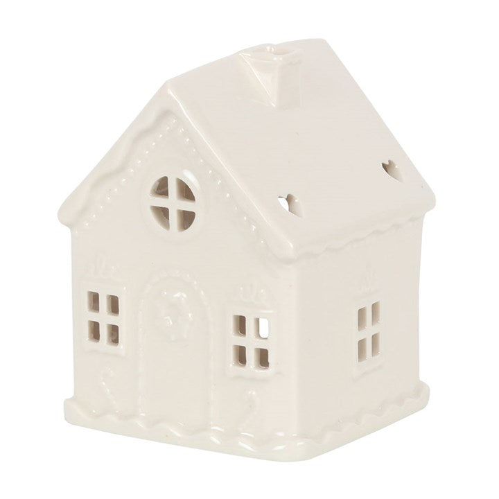 White 'Gingerbread House' Tealight Holder