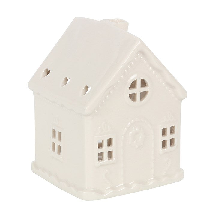 White 'Gingerbread House' Tealight Holder