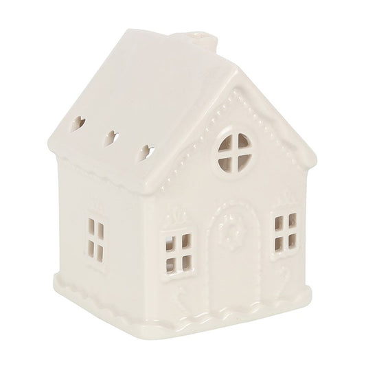 White 'Gingerbread House' Tealight Holder