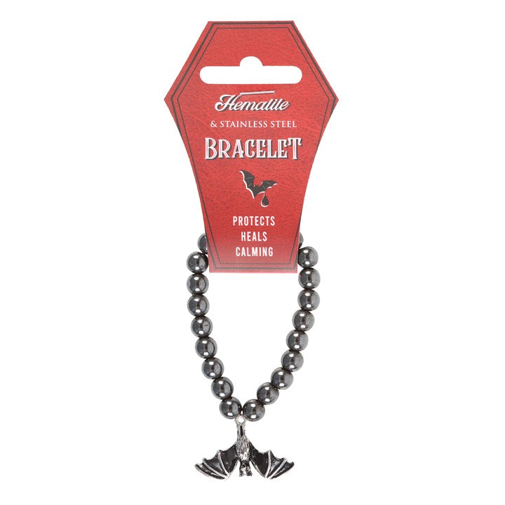 'Hanging Bat' Hematite Charm Bracelet