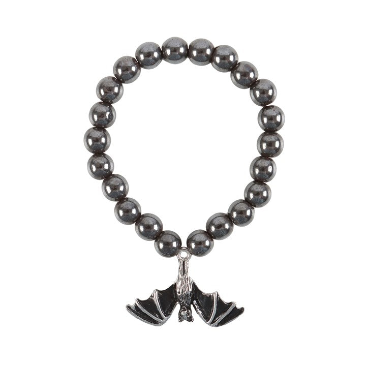 'Hanging Bat' Hematite Charm Bracelet