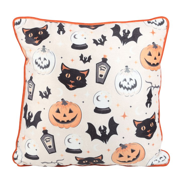 'Feline Frights & Pumpkin Delights' Print Cushion