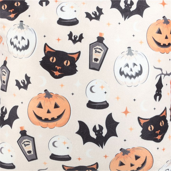 'Feline Frights & Pumpkin Delights' Print Cushion