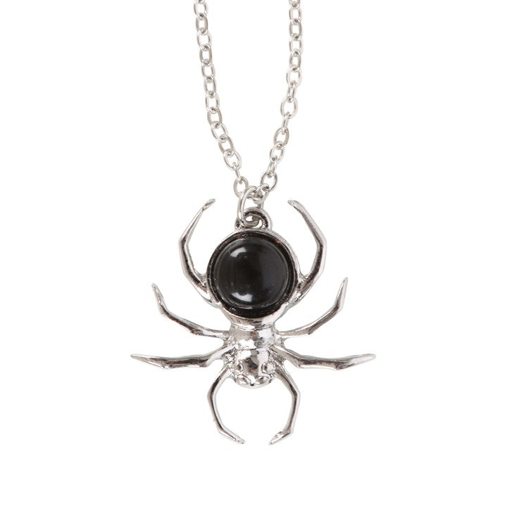Black Obsidian 'Spider' Pendant Necklace
