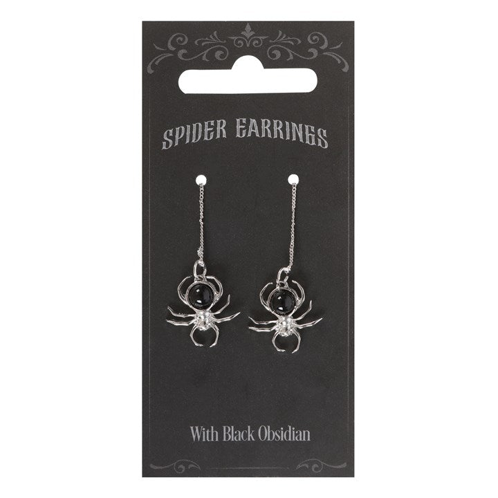 Threader Obsidian 'Spider' Earrings