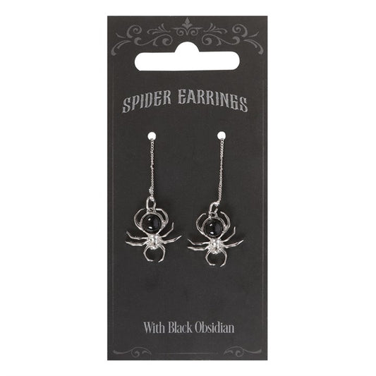 Threader Obsidian 'Spider' Earrings