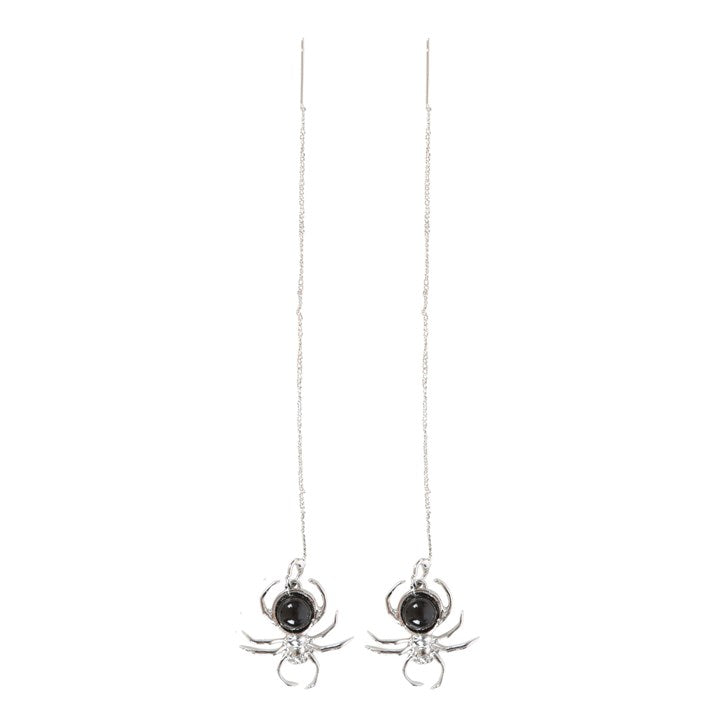 Threader Obsidian 'Spider' Earrings