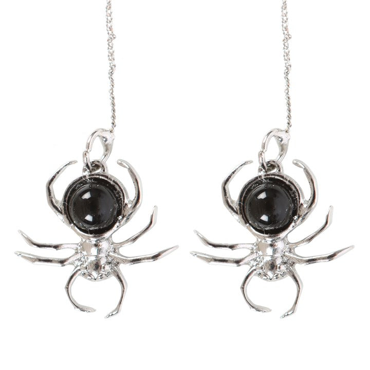 Threader Obsidian 'Spider' Earrings
