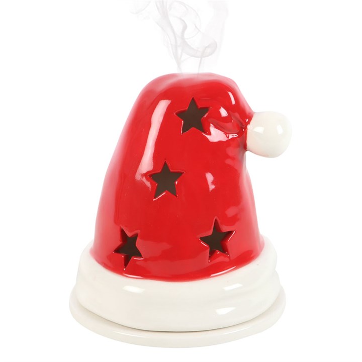 Red Santa hat shaped incense cone burner. Can also be used with tea lights. 