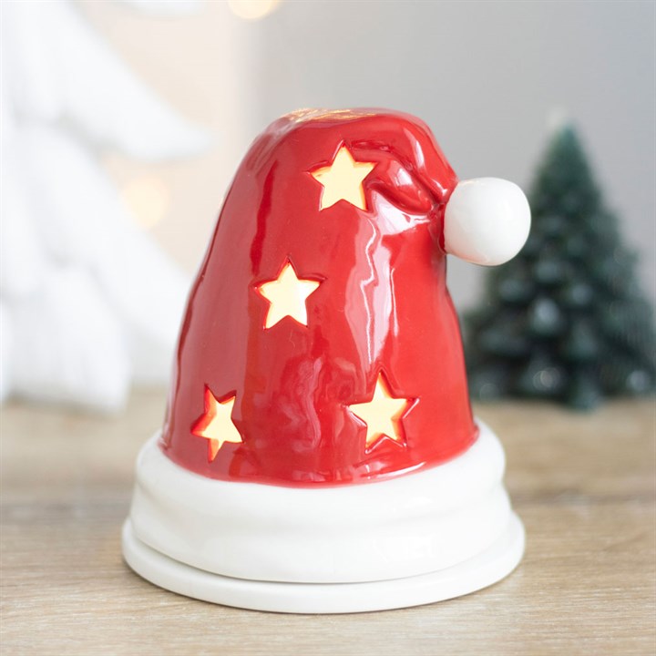 Red Santa hat shaped incense cone burner. Can also be used with tea lights. 