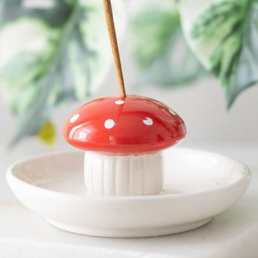 Fly agaric toadstool incense stick holder. 