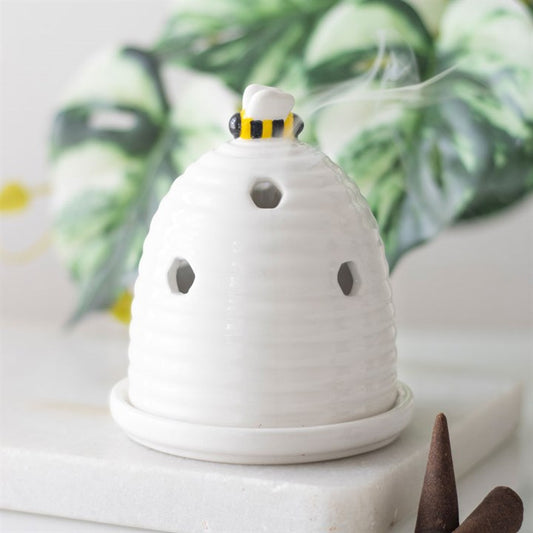 White Beehive Incense Cone Burner