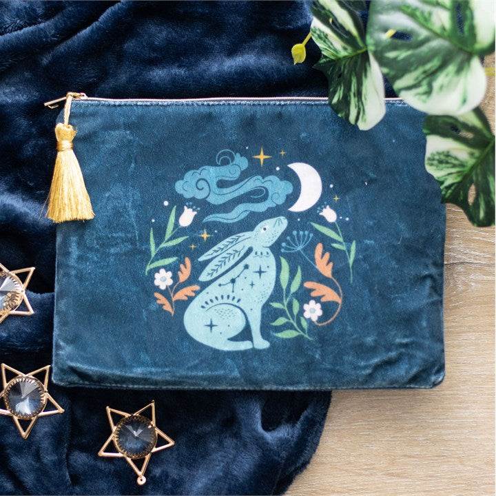 'Midnight Hare' Velvet Makeup Bag