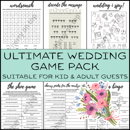 Wedding Game Bundle: All Grown Up Games & Kids Activity Pack I Instant Download