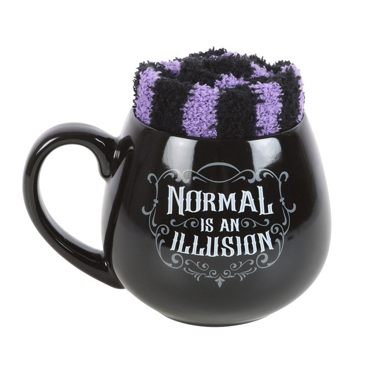 'Normal is an Illusion' Gothic Mug and Socks Gift Set