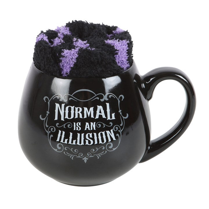 'Normal is an Illusion' Gothic Mug and Socks Gift Set