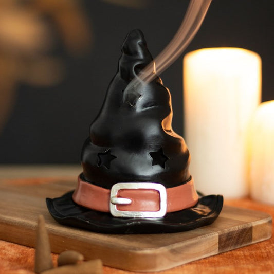 Witches hat shaped ceramic incense cone burner.