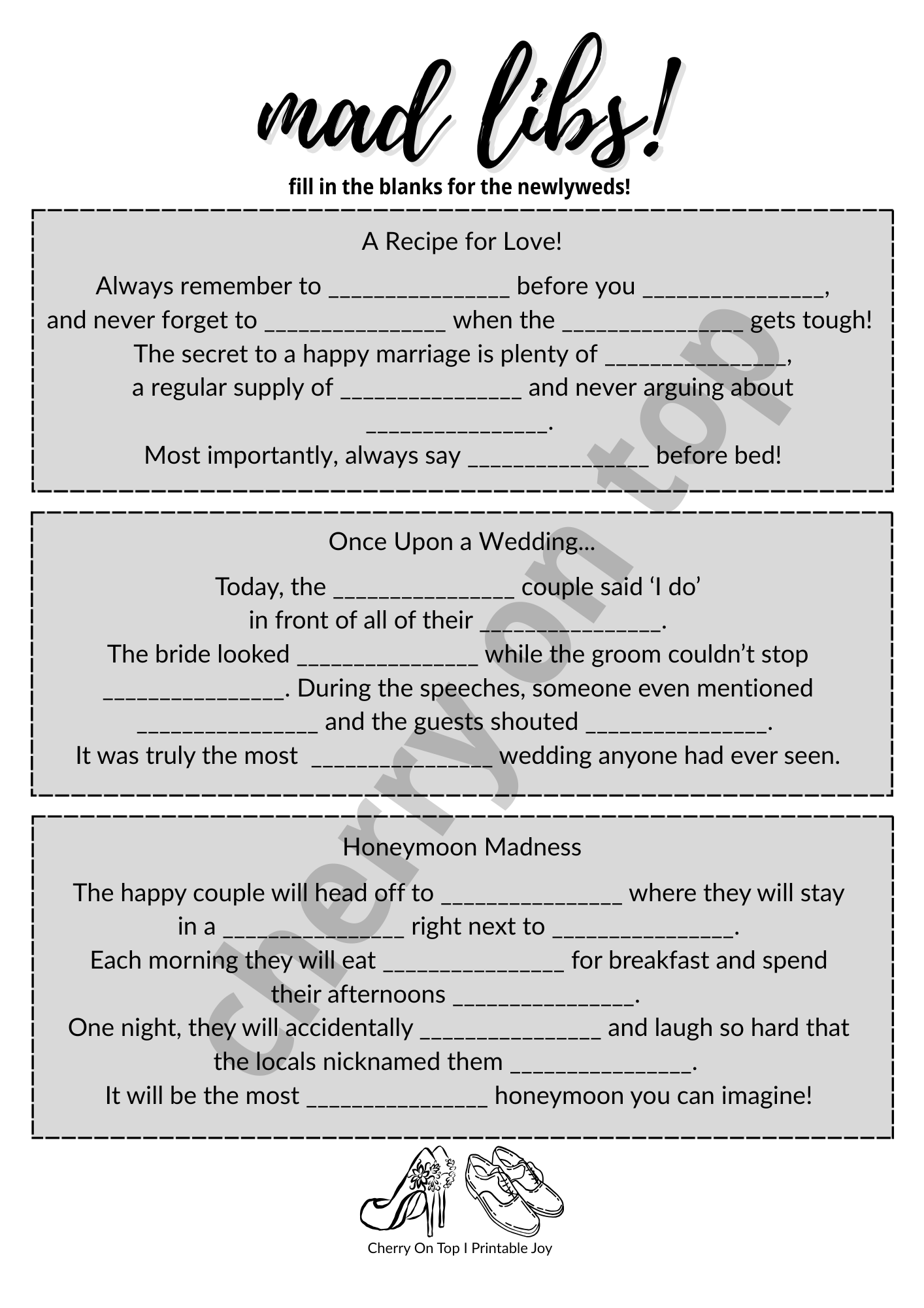 Wedding Games Bundle - Tabletop Entertainment for Guests I Instant Download