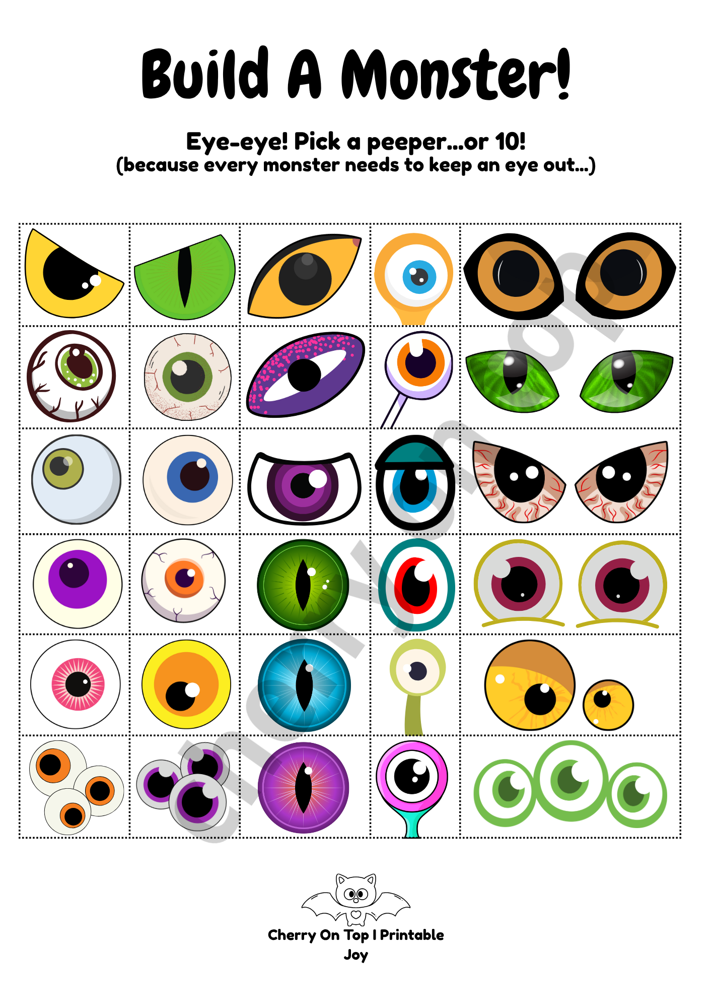 Build-A-Monster: Halloween Craft Activity Pack I Instant Download