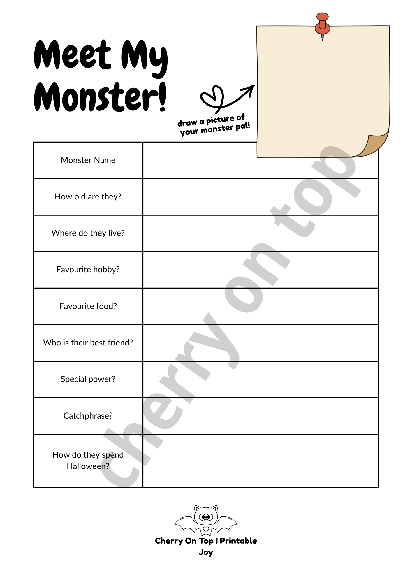 Build-A-Monster: Halloween Craft Activity Pack I Instant Download